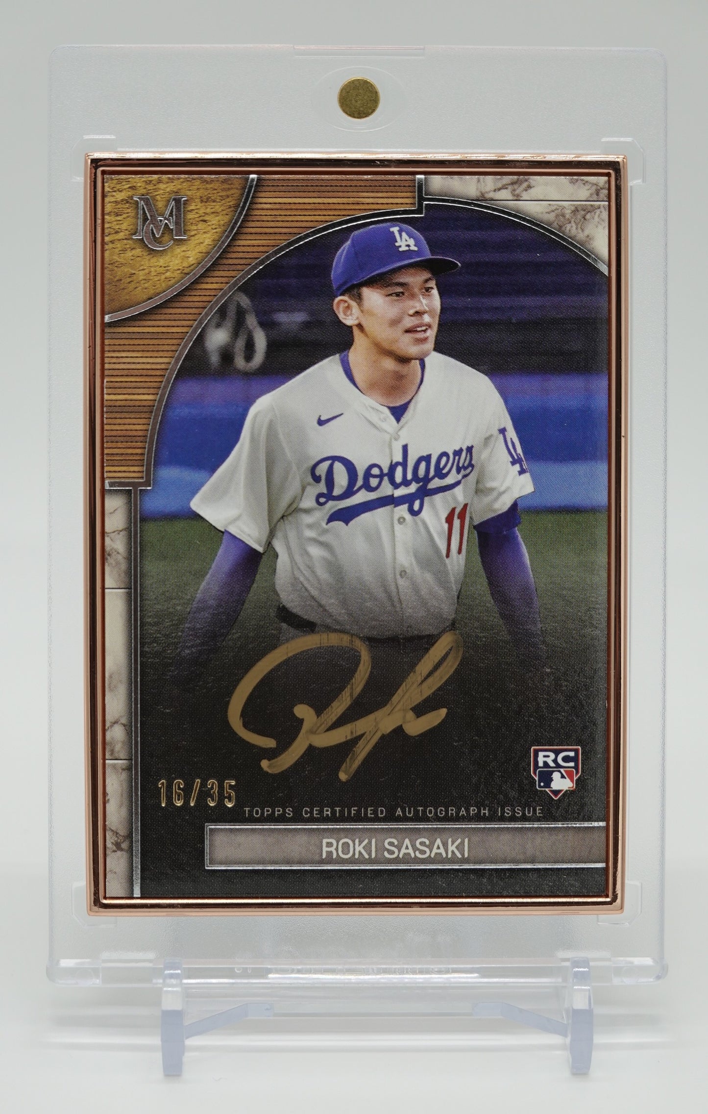 【世界35枚限定】佐々木朗希 直筆サイン入りルーキーカード Bronze Frame パラレル 2025 Topps Museum Collection Museum Framed Autographed Card #FMA-ROKI Roki Sasaki AUTO RC #'d/35
