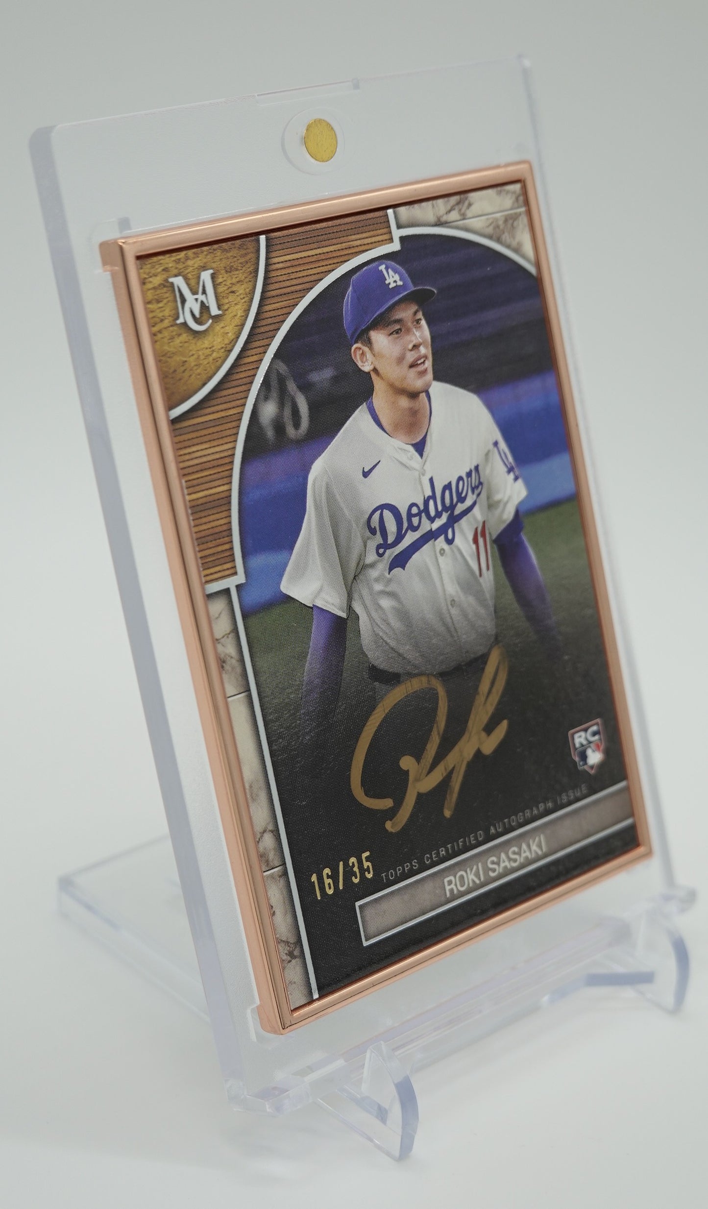 【世界35枚限定】佐々木朗希 直筆サイン入りルーキーカード Bronze Frame パラレル 2025 Topps Museum Collection Museum Framed Autographed Card #FMA-ROKI Roki Sasaki AUTO RC #'d/35