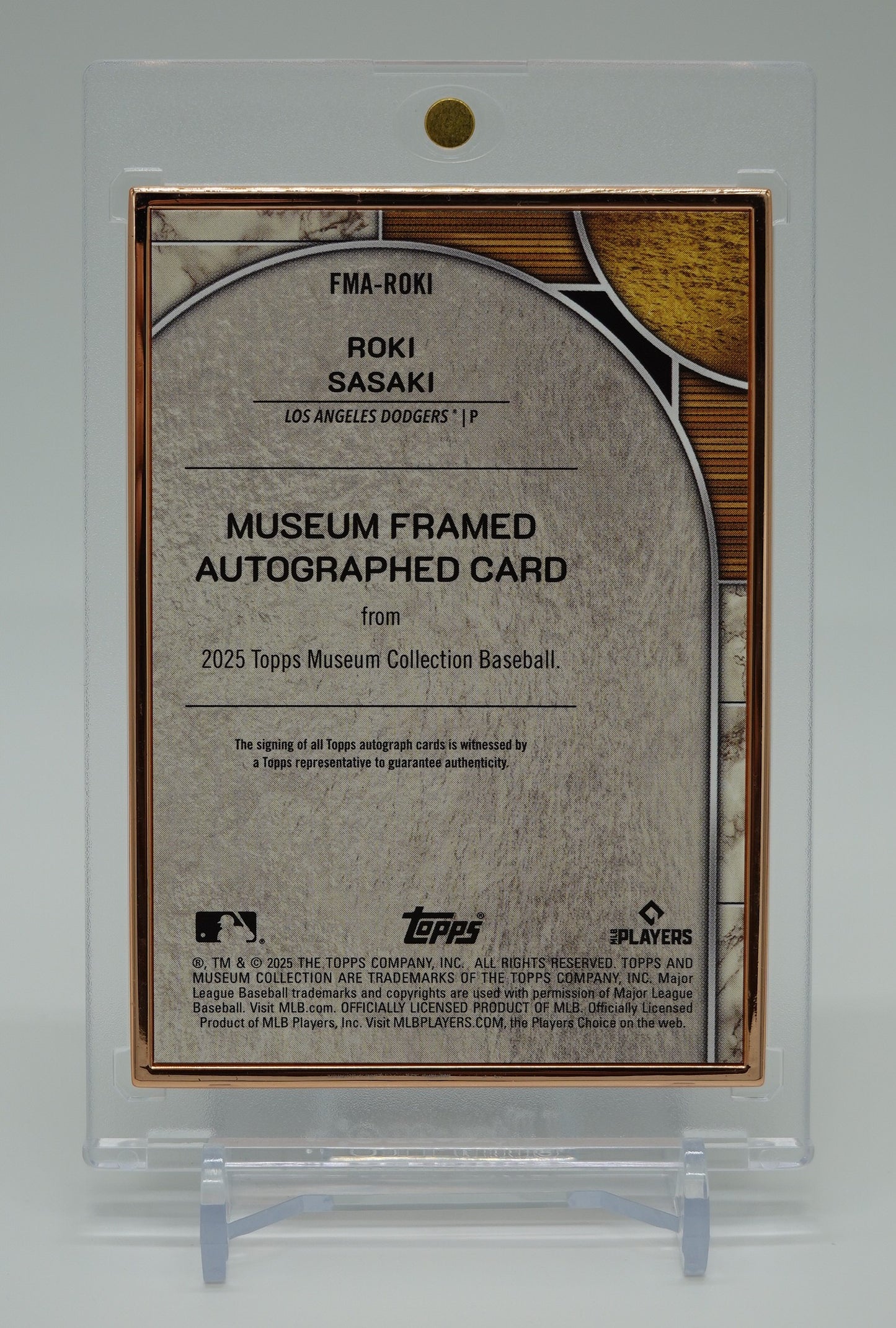 【世界35枚限定】佐々木朗希 直筆サイン入りルーキーカード Bronze Frame パラレル 2025 Topps Museum Collection Museum Framed Autographed Card #FMA-ROKI Roki Sasaki AUTO RC #'d/35