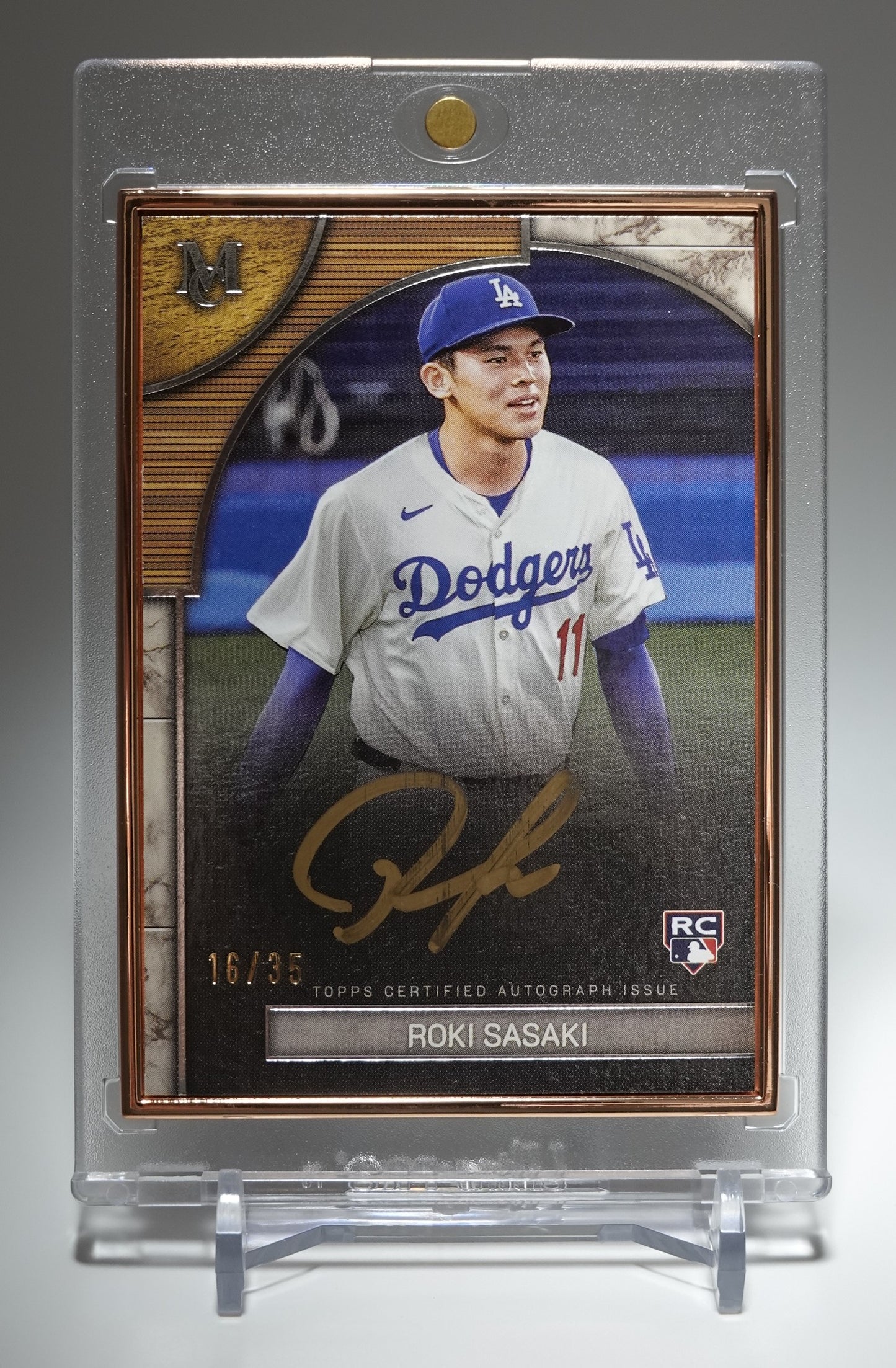 【世界35枚限定】佐々木朗希 直筆サイン入りルーキーカード Bronze Frame パラレル 2025 Topps Museum Collection Museum Framed Autographed Card #FMA-ROKI Roki Sasaki AUTO RC #'d/35
