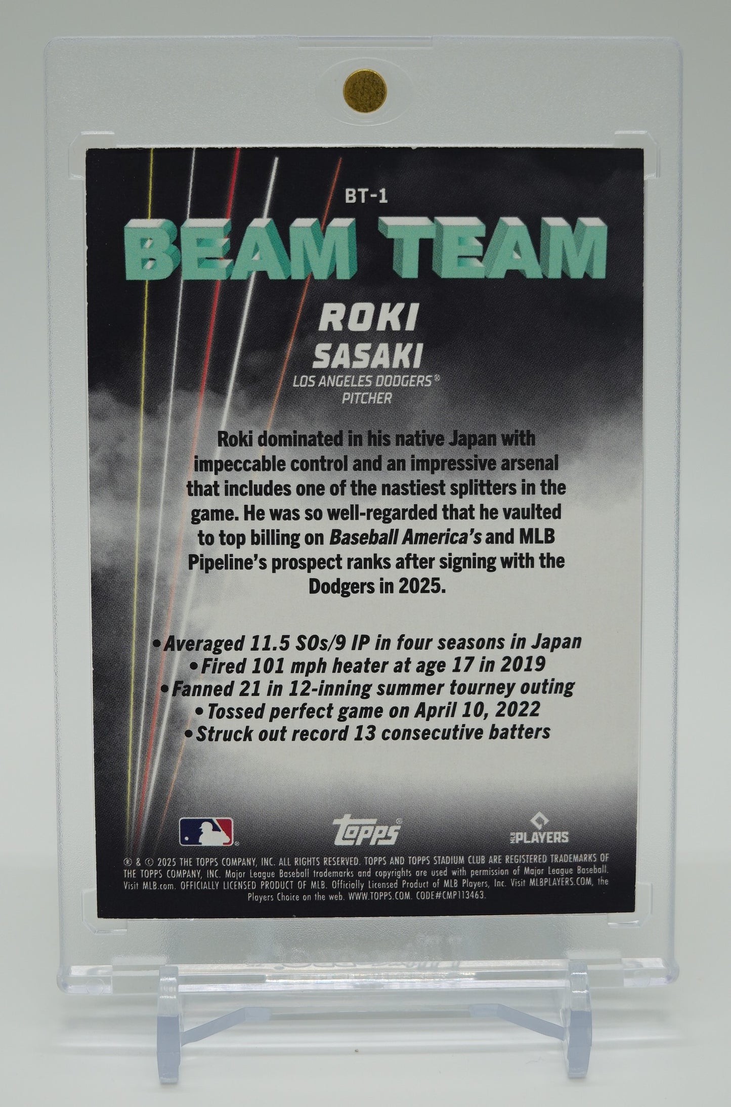 佐々木朗希 ルーキーカード Case Hit インサート 2026 Topps Stadium Club Beam Team #BT-1  Roki Sasaki RC