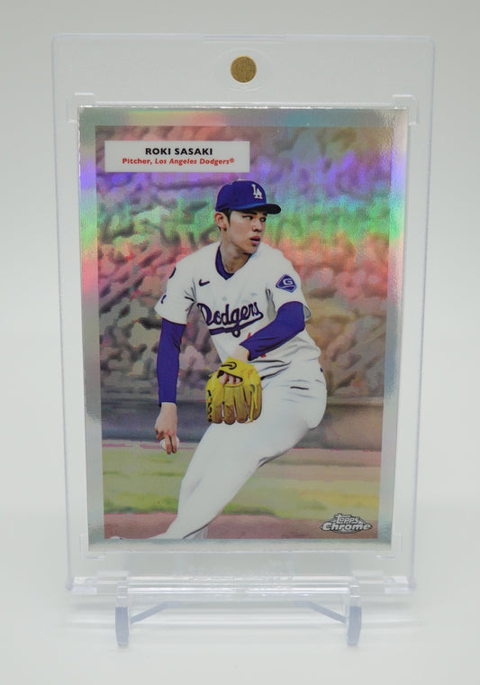 佐々木朗希 ルーキーカード / 山本由伸 裏面RCロゴ表記エラー リフラクター仕様 2025 Topps Chrome Platinum  Anniversary 1955 Topps Doubleheaders Refractor #55DH-9  Roki Sasaki / Yoshinobu Yamamoto, Los Angeles Dodgers