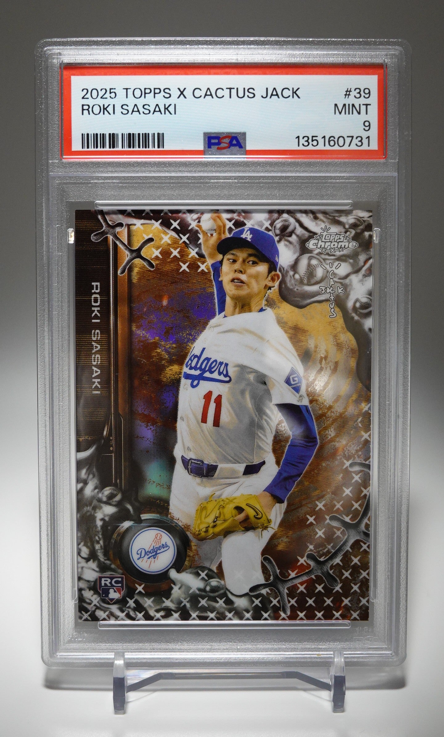 Fanatics Fest NYC限定 佐々木朗希 ルーキーカード【PSA 9 MINT】2025 Topps Chrome × Cactus Jack #39 Roki Sasaki RC