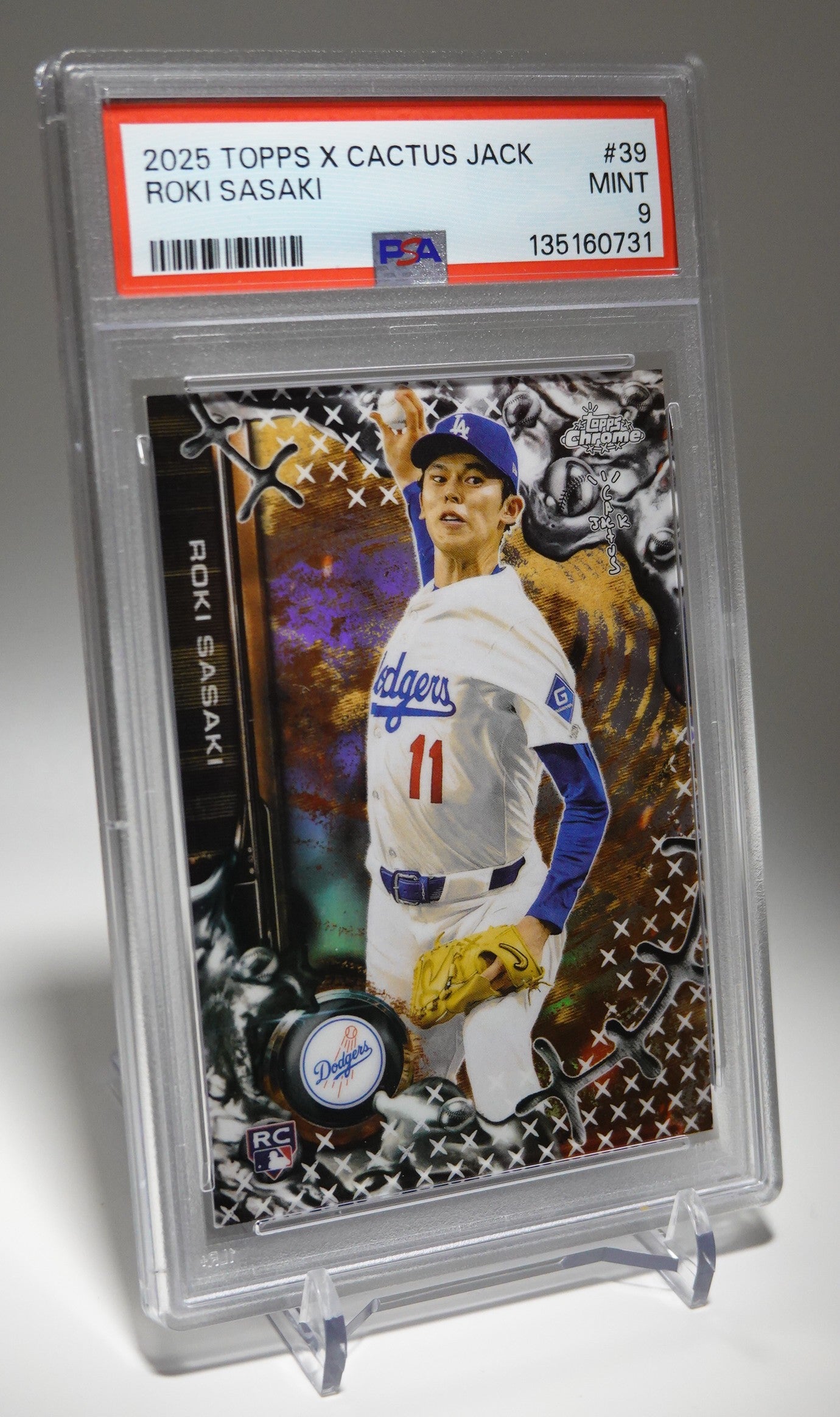 Fanatics Fest NYC限定 佐々木朗希 ルーキーカード【PSA 9 MINT】2025 Topps Chrome × Cactus Jack #39 Roki Sasaki RC