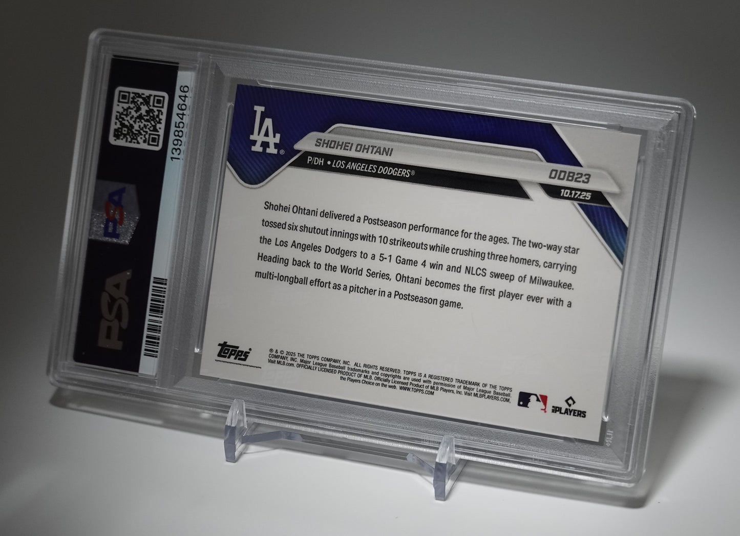 【PSA 10 GEM MINT】 大谷翔平 2025 Topps Now ROAD TO OPENING DAY BONUS #ODB23 Shohei Ohtani 3HR＆10K 歴史的試合記念カード 非売品