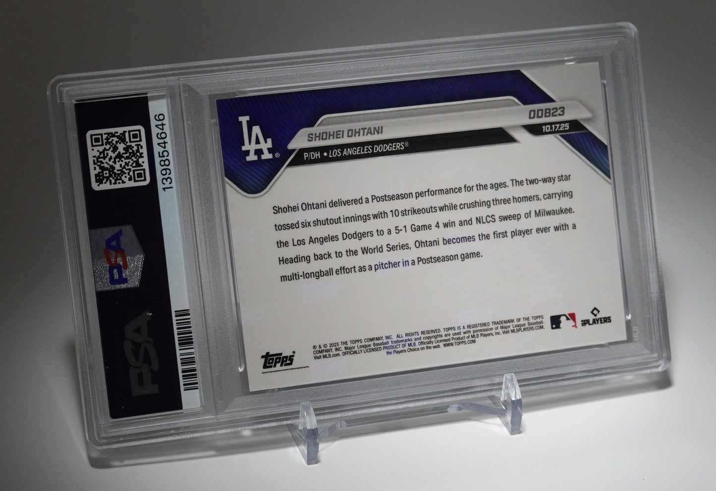 【PSA 10 GEM MINT】 大谷翔平 2025 Topps Now ROAD TO OPENING DAY BONUS #ODB23 Shohei Ohtani 3HR＆10K 歴史的試合記念カード 非売品