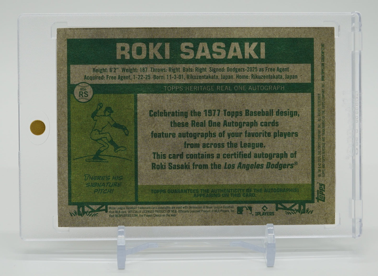 佐々木朗希 直書きサインカード (On-Card Auto) 2026 Topps Heritage Real One Autographs #ROA-RS Roki Sasaki AUTO