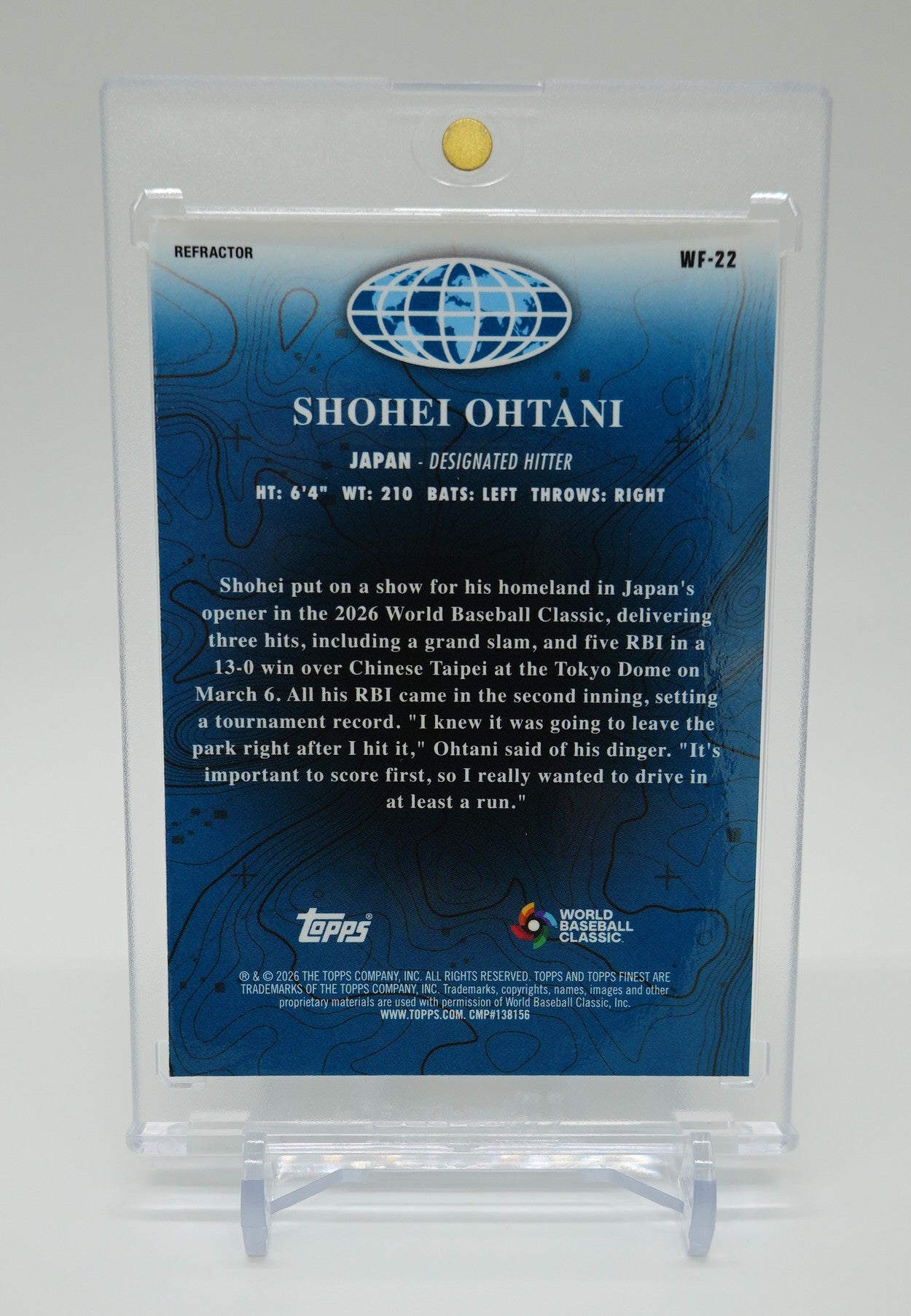 大谷翔平 WBCインサート リフラクターパラレル 2026 Topps Finest World's Finest  #WF-22 Shohei Ohtani