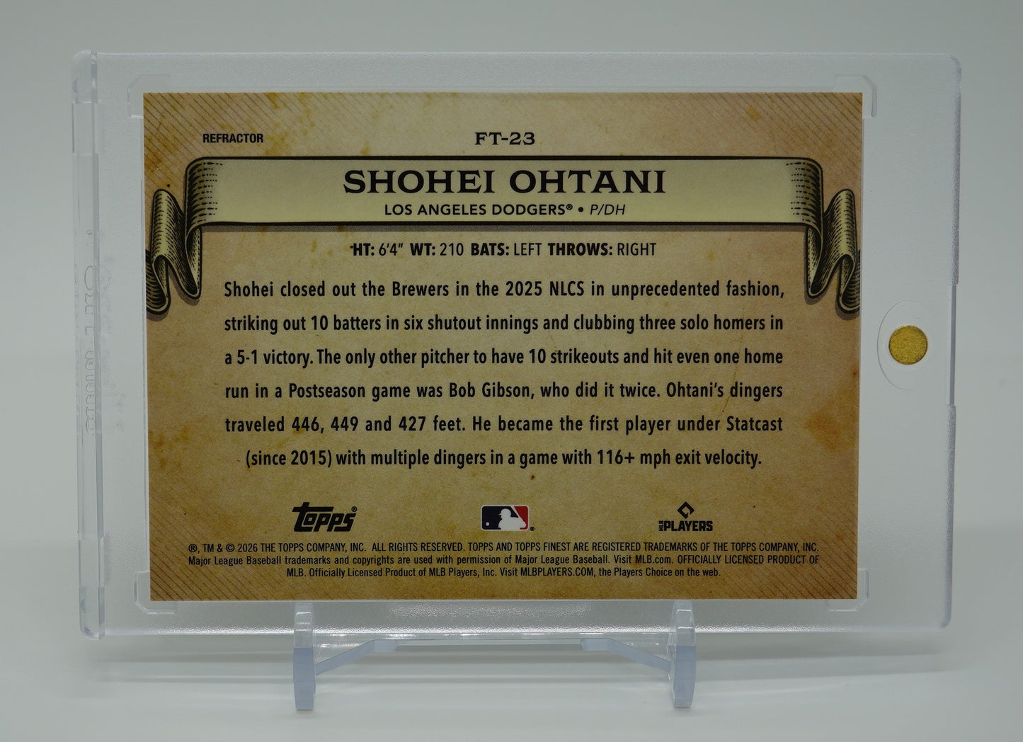大谷翔平 Finest Timelines インサート リフラクターパラレル 2026 Topps Finest #FT-23  Shohei Ohtani  “The Greatest Game”
