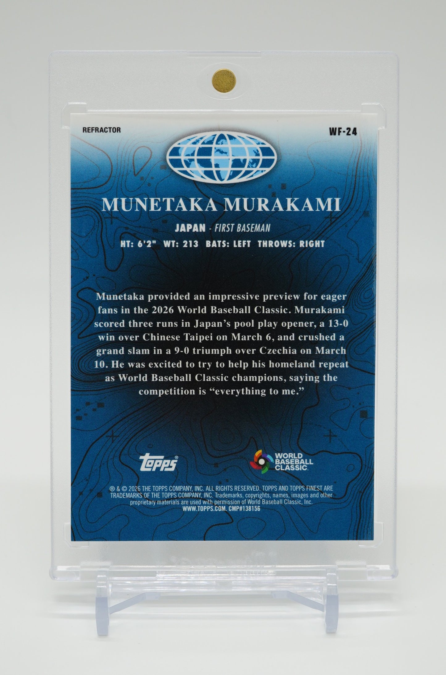 村上宗隆 World’s Finest インサート リフラクター版 2026 Topps Finest World’s Finest Refractor #WF-24 Munenori Murakami