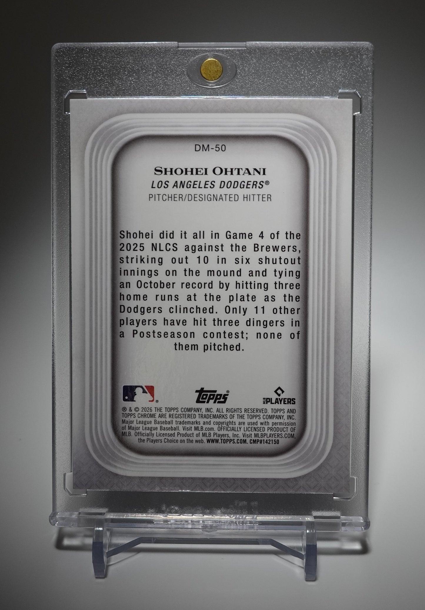 大谷翔平 伝説の二刀流ゲーム 希少インサート 2026 Topps Chrome Diamond Moments Insert #DM-50 Shohei Ohtani