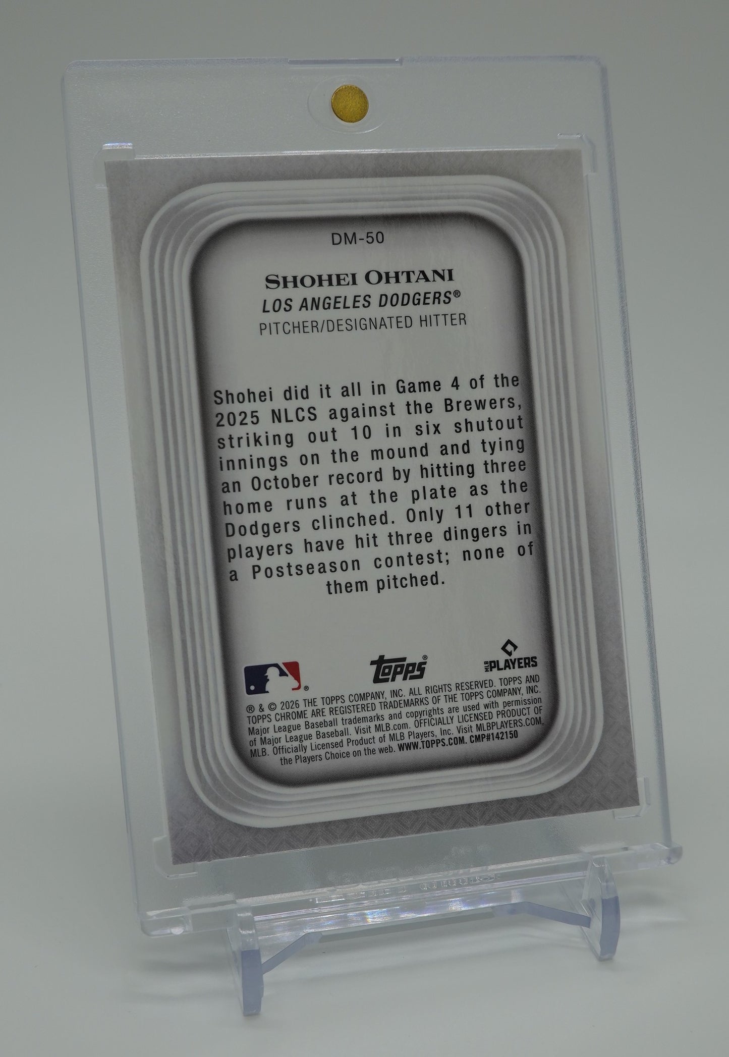 大谷翔平 伝説の二刀流ゲーム 希少インサート 2026 Topps Chrome Diamond Moments Insert #DM-50 Shohei Ohtani