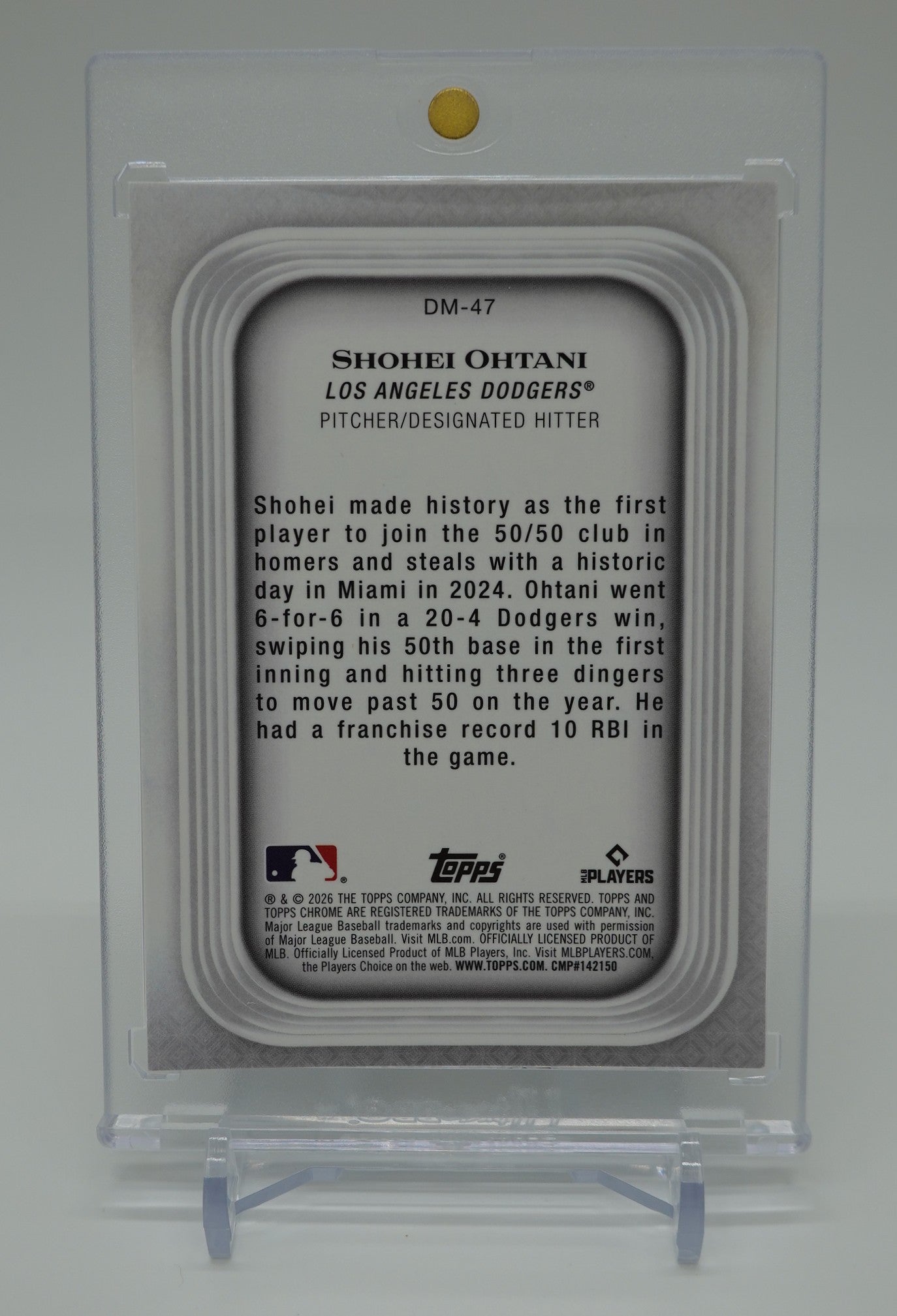 大谷翔平 希少インサート MLB史上初「50/50」達成 伝説の一日 2026 Topps Chrome Diamond Moments Insert #DM-47
