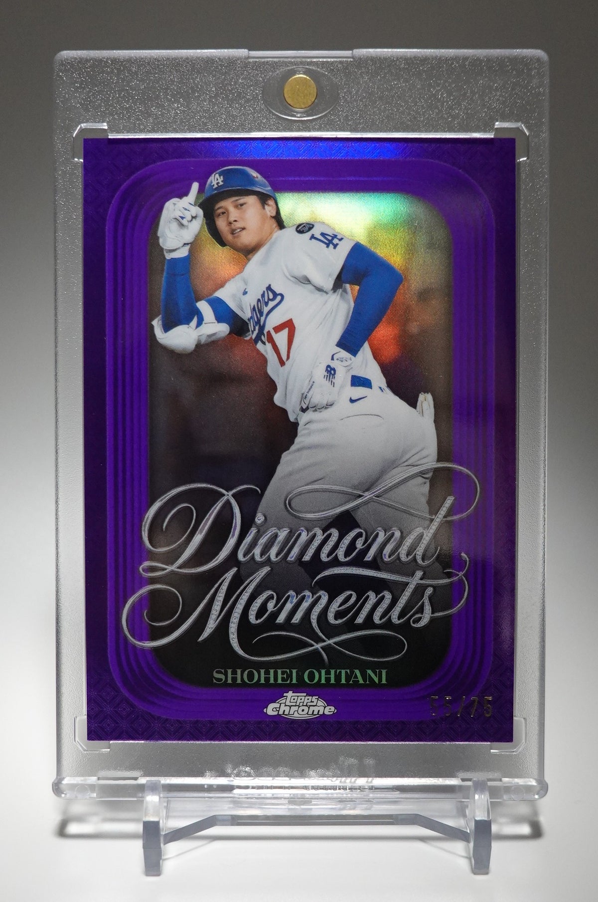 大谷翔平 世界75枚限定 Purple Refractor【伝説の二刀流・3本塁打＆10奪三振】2026 Topps Chrome Diamond Moments Insert Purple Parallel #DM-50 Shohei Ohtani #'d /75