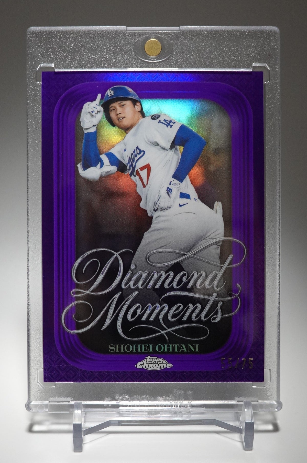 大谷翔平 世界75枚限定 Purple Refractor【伝説の二刀流・3本塁打＆10奪三振】2026 Topps Chrome Diamond Moments Insert Purple Parallel #DM-50 Shohei Ohtani #'d /75