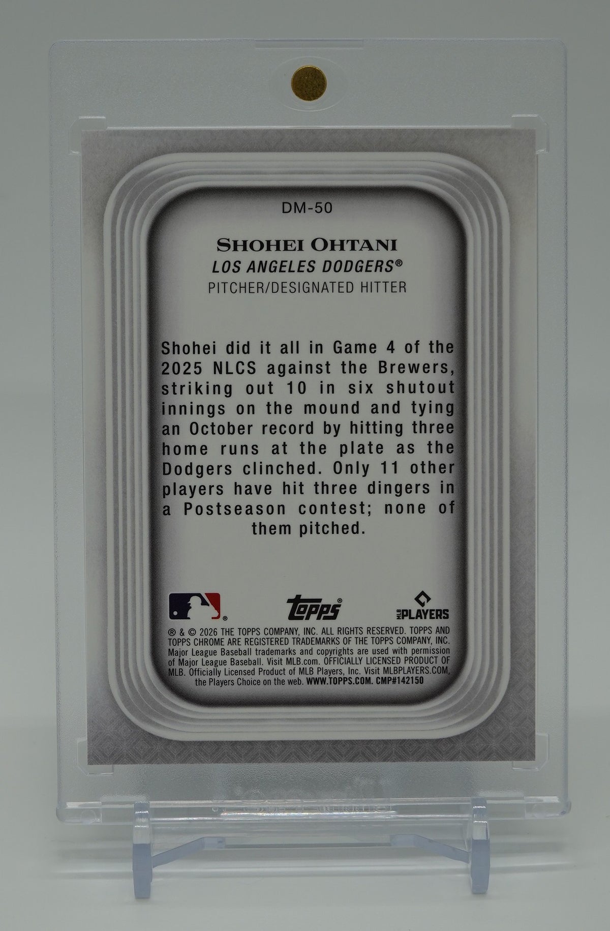 大谷翔平 世界75枚限定 Purple Refractor【伝説の二刀流・3本塁打＆10奪三振】2026 Topps Chrome Diamond Moments Insert Purple Parallel #DM-50 Shohei Ohtani #'d /75