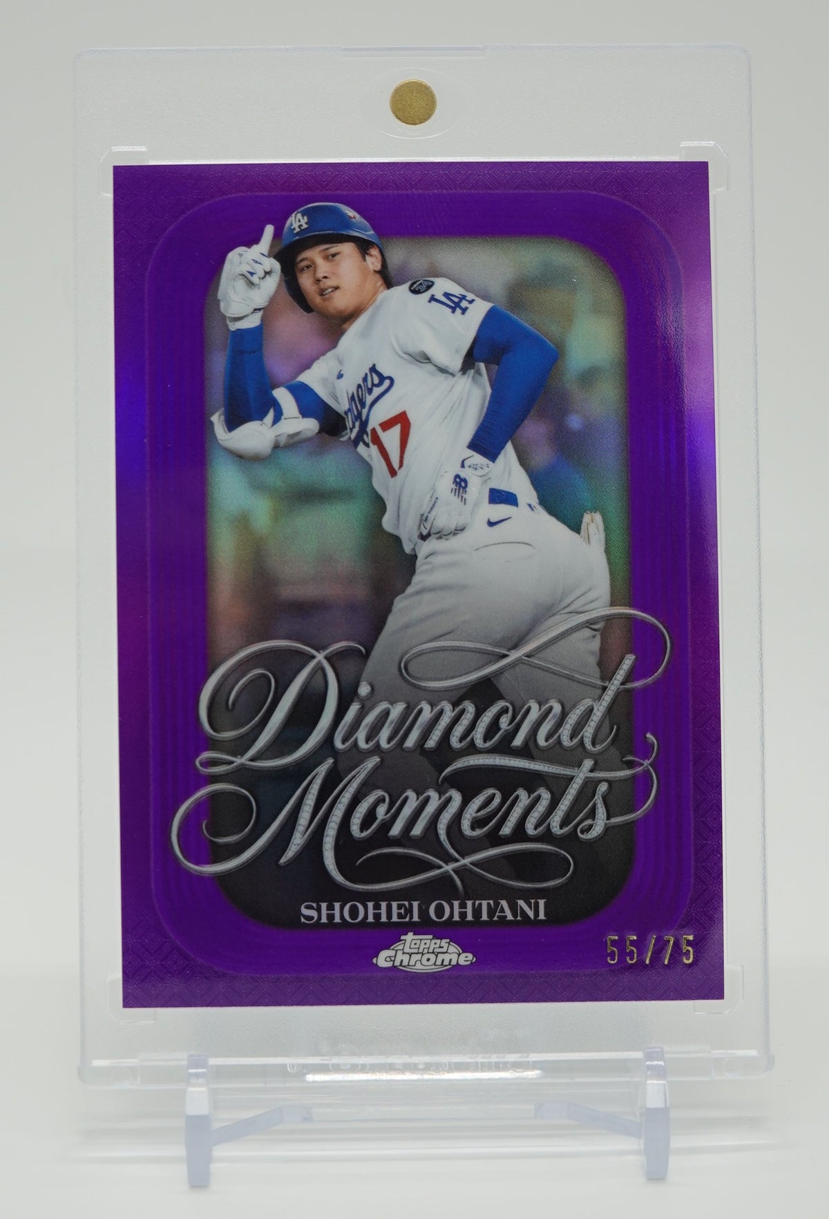 大谷翔平 世界75枚限定 Purple Refractor【伝説の二刀流・3本塁打＆10奪三振】2026 Topps Chrome Diamond Moments Insert Purple Parallel #DM-50 Shohei Ohtani #'d /75
