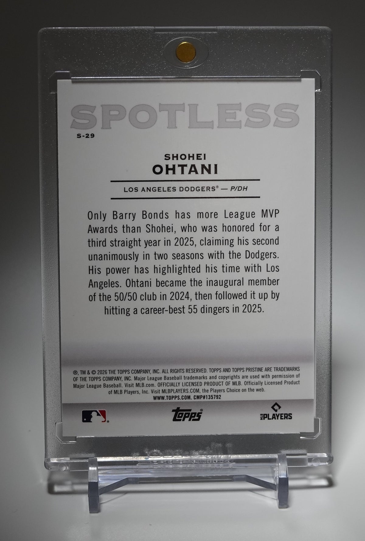 ドジャース・大谷翔平 人気インサート 高級版シリーズ 2026 Topps Pristine Baseball Spotless Insert #S-29 Shohei Ohatani