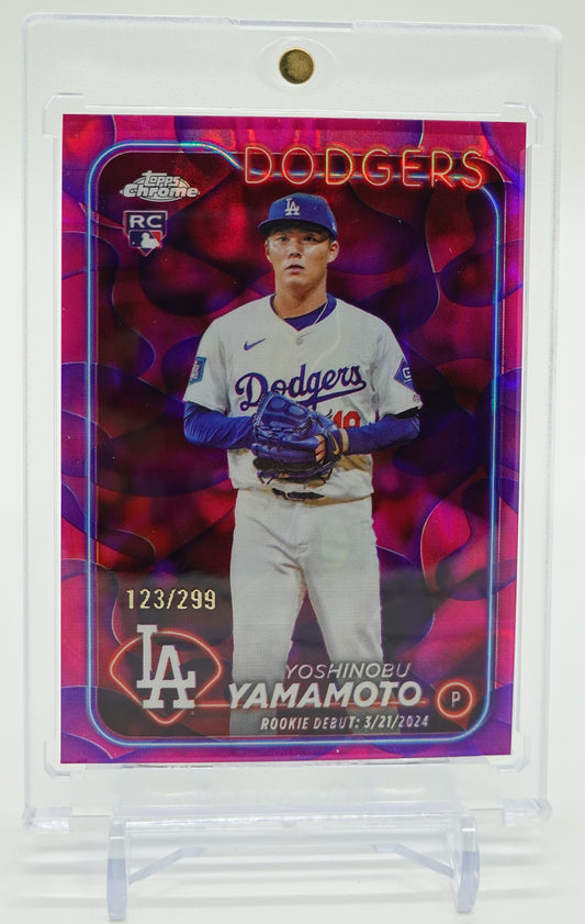 山本由伸 ルーキーカード 299枚限定マゼンタ/パープル ラバランプ・リフラクター 2024 Topps Chrome Update Magenta/Purple Lava Lamp Refractor #USC108 Yoshinobu Yamamoto RC #'d/299