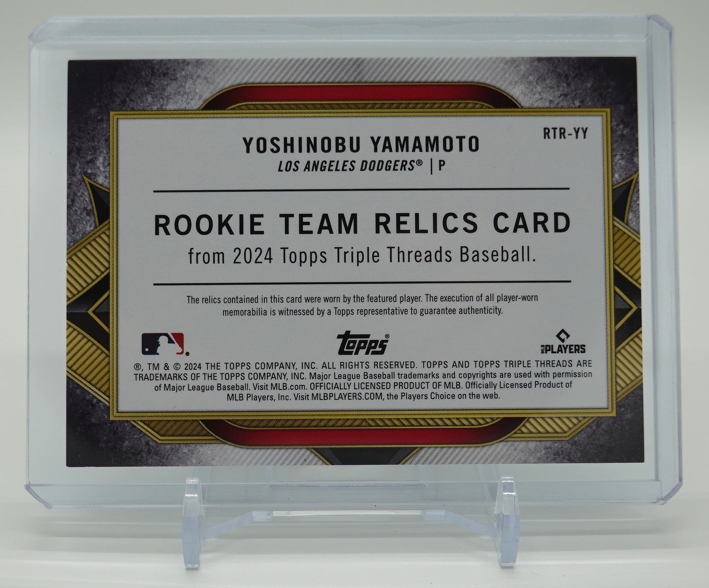 山本由伸 18枚限定 パッチ＆ジャージカード 2024 Topps Triple Threads Rookie Team Relics Yoshinobu Yamamoto #RTR-YY #'d /18 RC