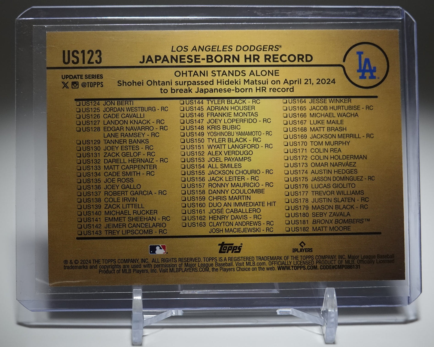 大谷翔平  Golden Mirror Image Variation パラレル SSP 2024 Topps Update Series Golden Mirror Image Variation SSP #US123