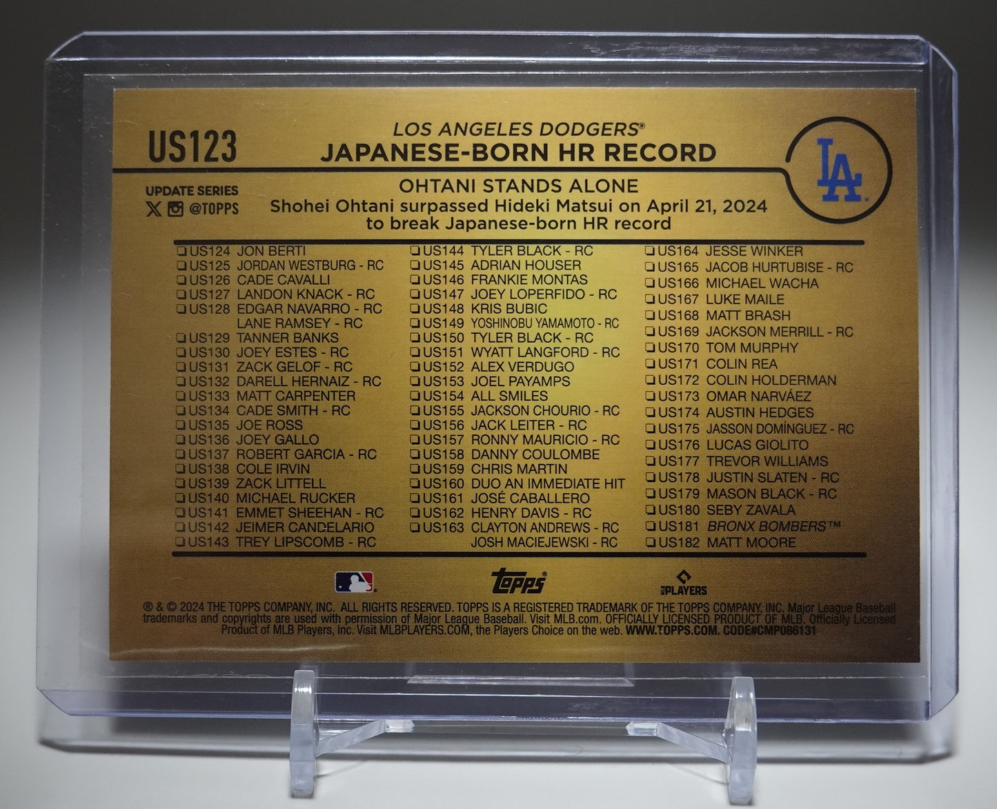 大谷翔平  Golden Mirror Image Variation パラレル SSP 2024 Topps Update Series Golden Mirror Image Variation SSP #US123