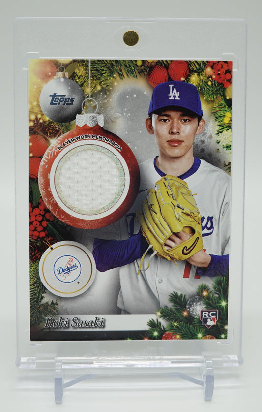 佐々木朗希 レリック(ジャージ)・ルーキーカード 2025 Topps Topps Holiday Mega Baseball Player Relic Card #PR-RS Roki Sasaki RC