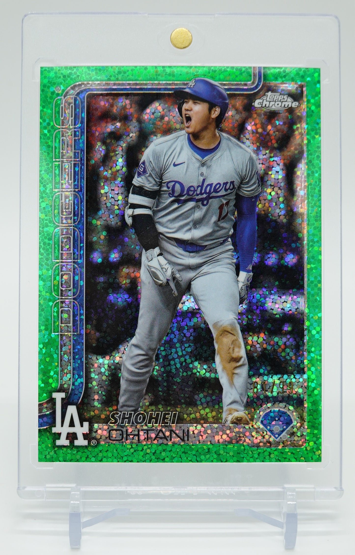 大谷翔平 ショートプリント Image Variation 50/50 99枚限定 グリーン・スペックル・リフラクター 2025 Topps Chrome Green Speckle Refractor SP #1 Shohei Ohtani #'d/99