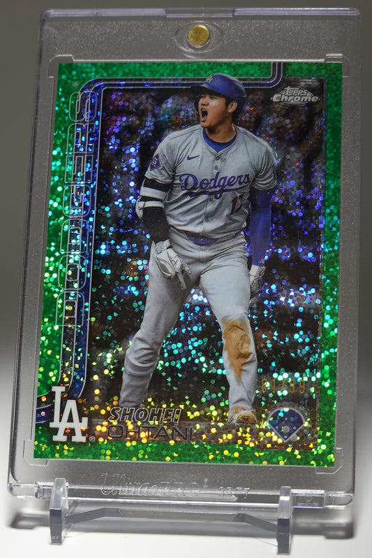 大谷翔平 ショートプリント Image Variation 50/50 99枚限定 グリーン・スペックル・リフラクター 2025 Topps Chrome Green Speckle Refractor SP #1 Shohei Ohtani #'d/99