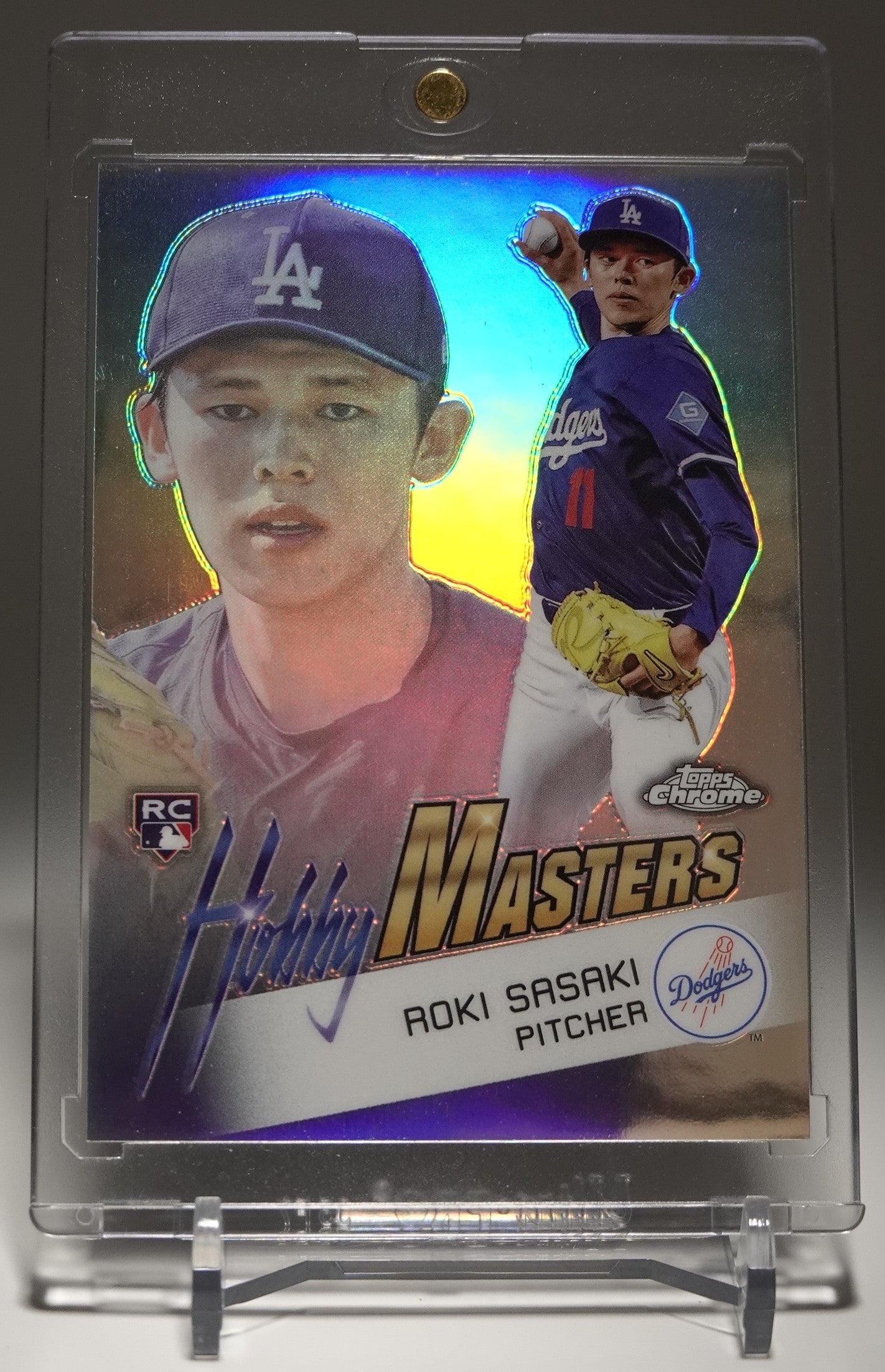 佐々木朗希 スーパーショートプリントインサート＆ルーキーカード「Hobby Maseters」2025 Topps Chrome Insert "Hobby Maseters" #HM-19 Roki Sasaki RC