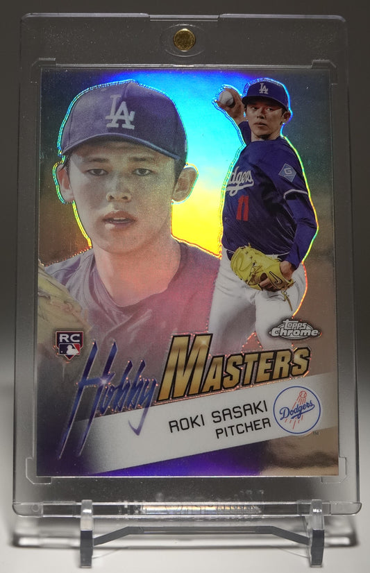 佐々木朗希 スーパーショートプリントインサート＆ルーキーカード「Hobby Maseters」2025 Topps Chrome Insert "Hobby Maseters" #HM-19 Roki Sasaki RC