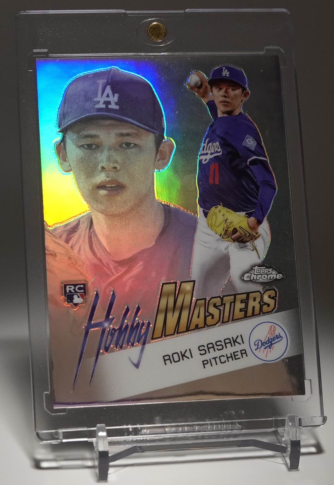 佐々木朗希 スーパーショートプリントインサート＆ルーキーカード「Hobby Maseters」2025 Topps Chrome Insert "Hobby Maseters" #HM-19 Roki Sasaki RC