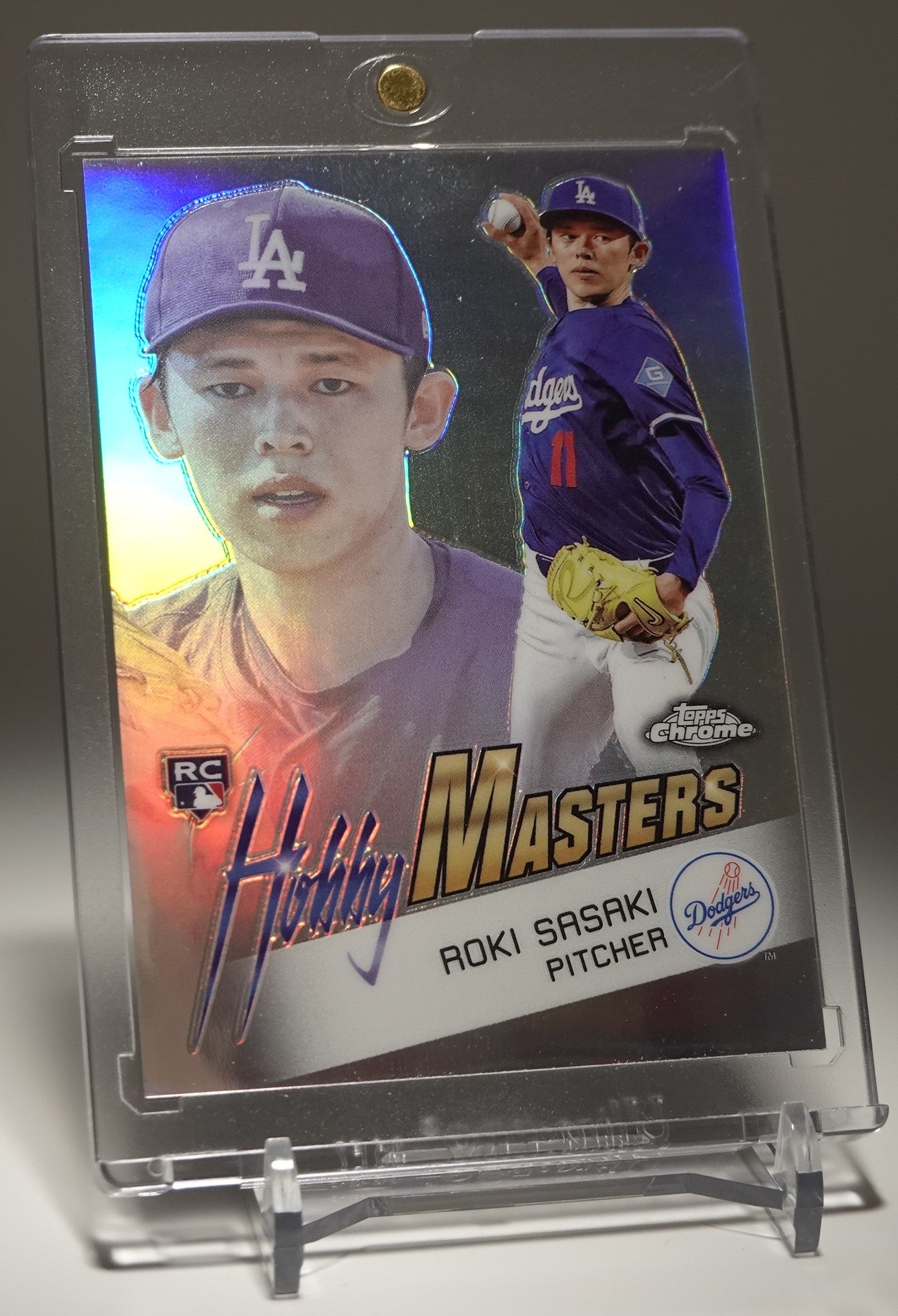 佐々木朗希 スーパーショートプリントインサート＆ルーキーカード「Hobby Maseters」2025 Topps Chrome Insert "Hobby Maseters" #HM-19 Roki Sasaki RC