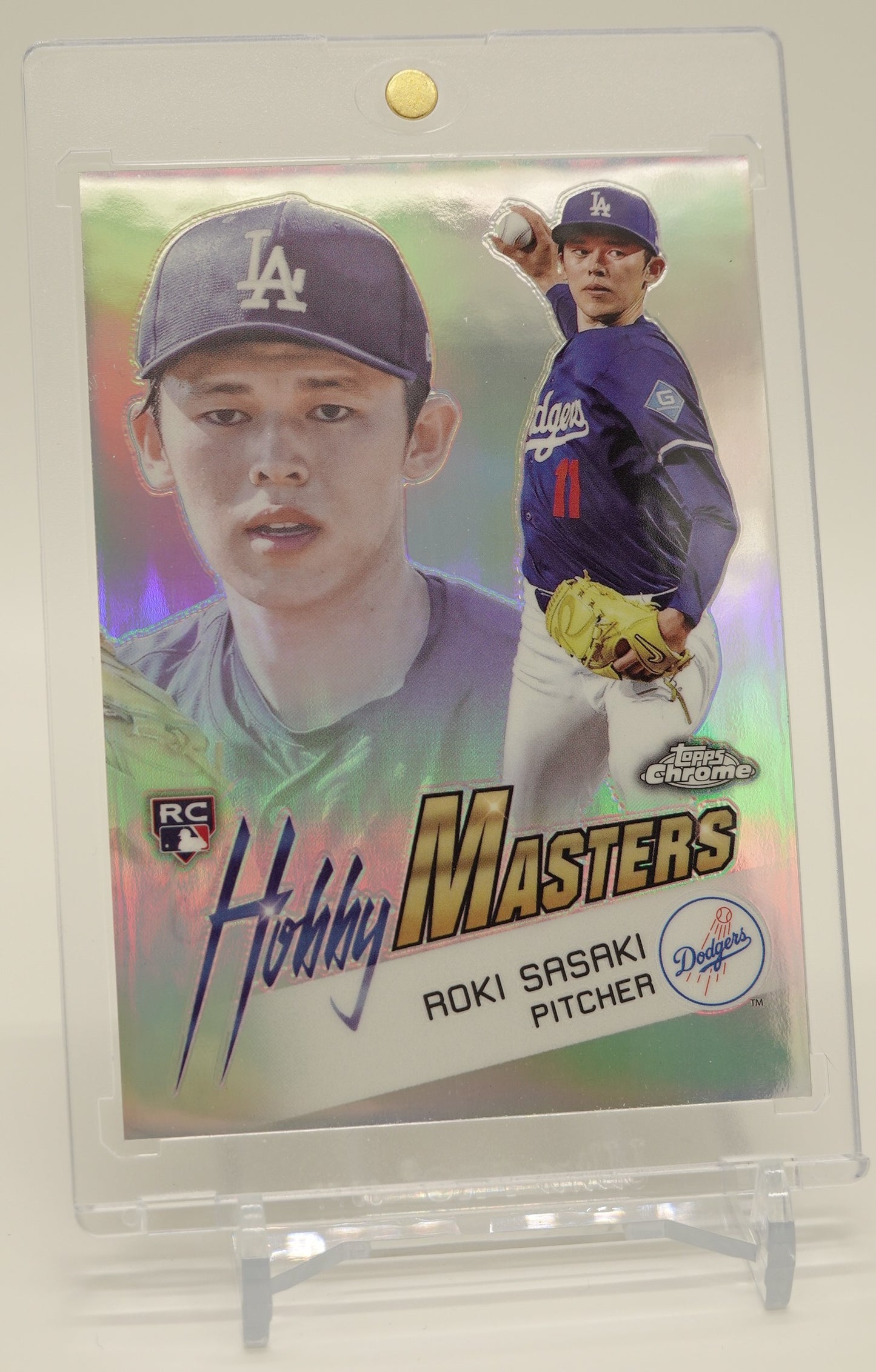 佐々木朗希 スーパーショートプリントインサート＆ルーキーカード「Hobby Maseters」2025 Topps Chrome Insert "Hobby Maseters" #HM-19 Roki Sasaki RC