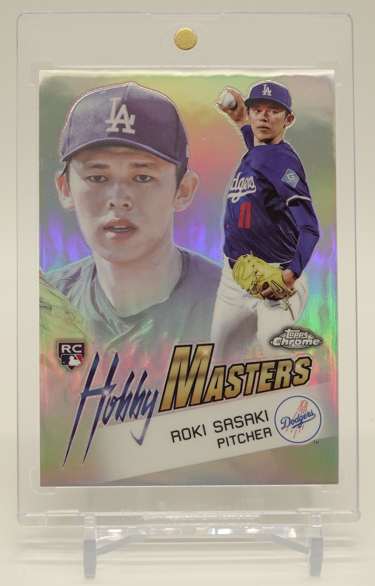佐々木朗希 スーパーショートプリントインサート＆ルーキーカード「Hobby Maseters」2025 Topps Chrome Insert "Hobby Maseters" #HM-19 Roki Sasaki RC