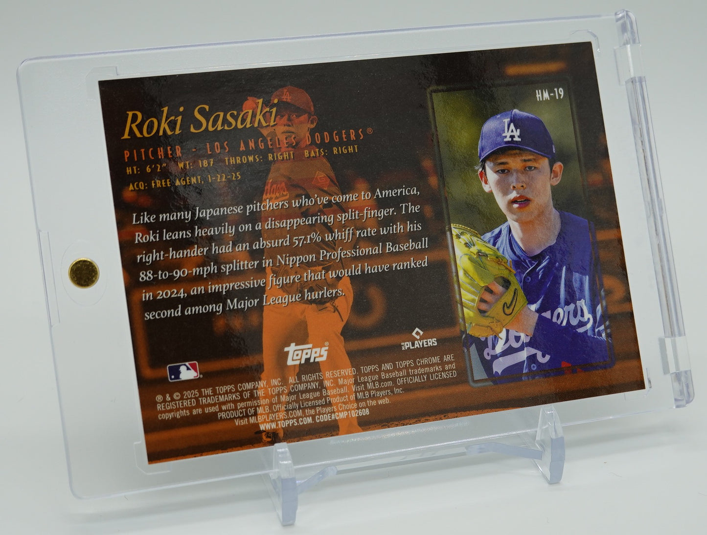 佐々木朗希 スーパーショートプリントインサート＆ルーキーカード「Hobby Maseters」2025 Topps Chrome Insert "Hobby Maseters" #HM-19 Roki Sasaki RC