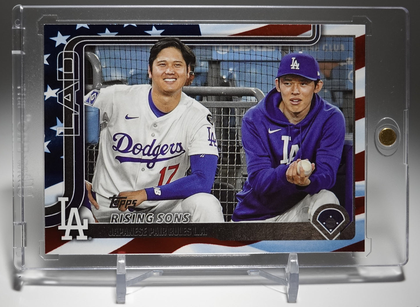 大谷翔平 / 佐々木朗希 76枚限定「独立記念日」パラレル 2025 Topps Baseball Update Series Rising Sons Independence Day #US269 Shohei Ohtani & Roki Sasaki #'d/76