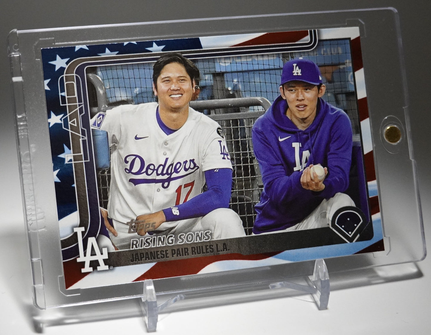 大谷翔平 / 佐々木朗希 76枚限定「独立記念日」パラレル 2025 Topps Baseball Update Series Rising Sons Independence Day #US269 Shohei Ohtani & Roki Sasaki #'d/76