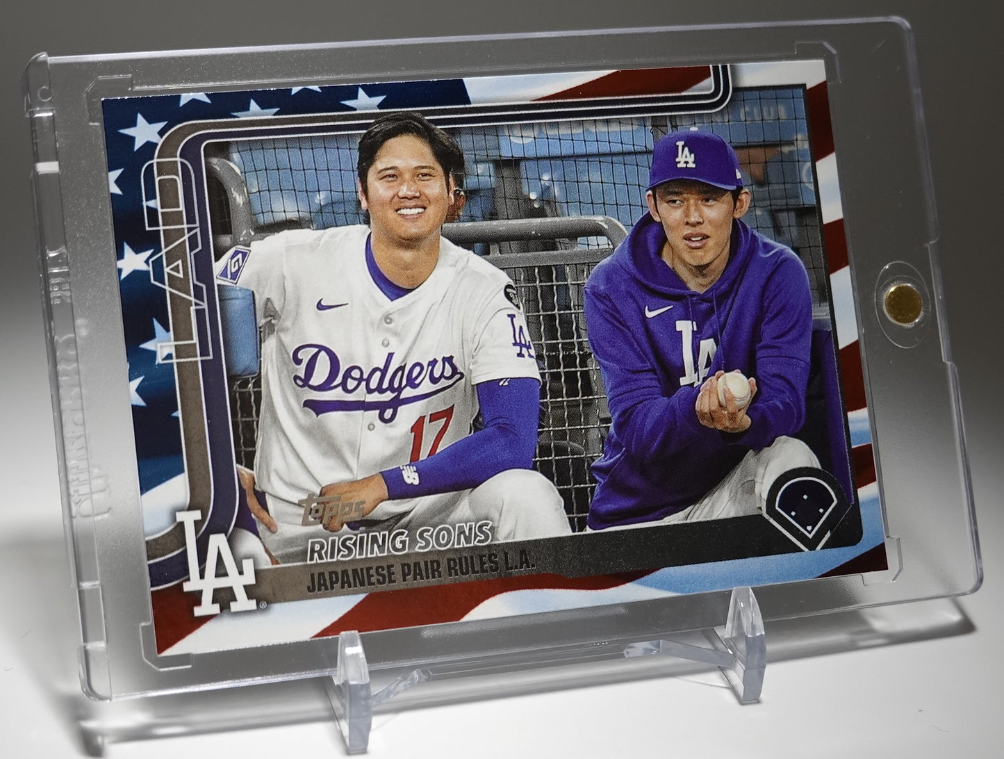 大谷翔平 / 佐々木朗希 76枚限定「独立記念日」パラレル 2025 Topps Baseball Update Series Rising Sons Independence Day #US269 Shohei Ohtani & Roki Sasaki #'d/76