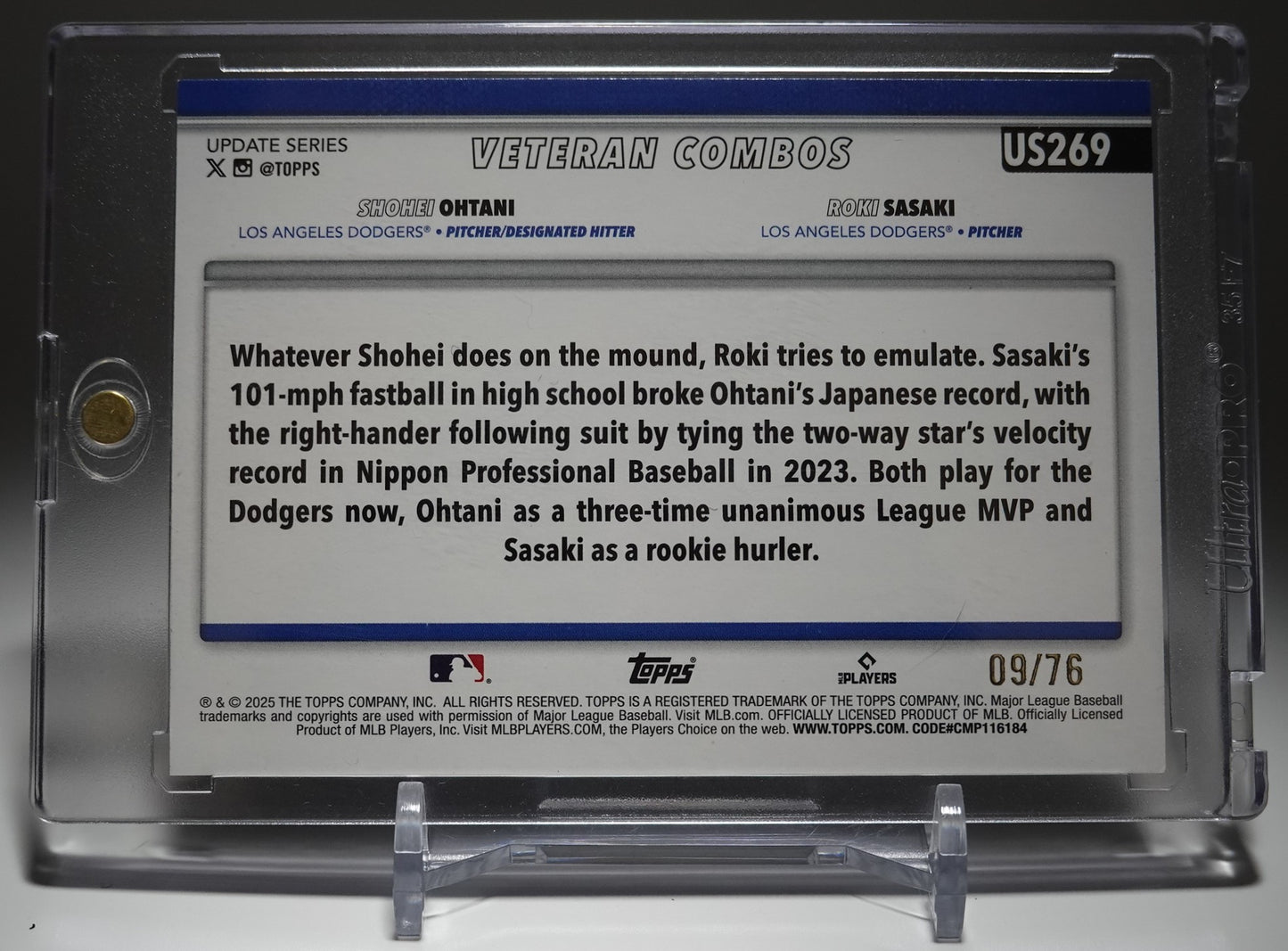 大谷翔平 / 佐々木朗希 76枚限定「独立記念日」パラレル 2025 Topps Baseball Update Series Rising Sons Independence Day #US269 Shohei Ohtani & Roki Sasaki #'d/76