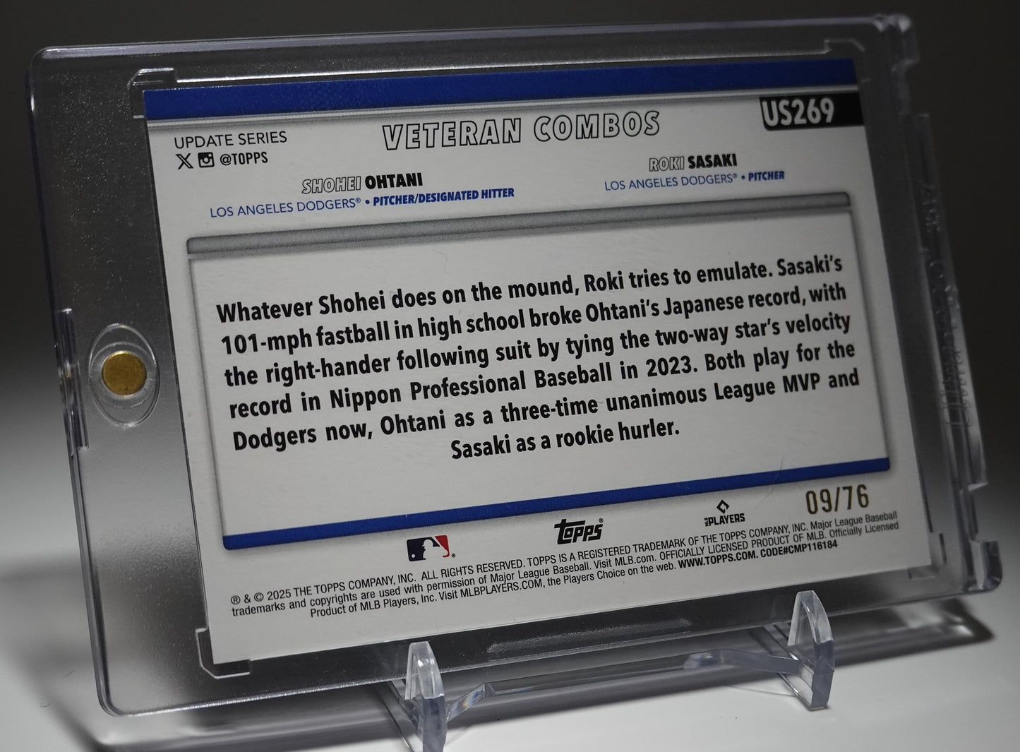 大谷翔平 / 佐々木朗希 76枚限定「独立記念日」パラレル 2025 Topps Baseball Update Series Rising Sons Independence Day #US269 Shohei Ohtani & Roki Sasaki #'d/76