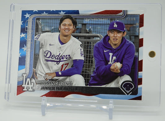 大谷翔平 / 佐々木朗希 76枚限定「独立記念日」パラレル 2025 Topps Baseball Update Series Rising Sons Independence Day #US269 Shohei Ohtani & Roki Sasaki #'d/76