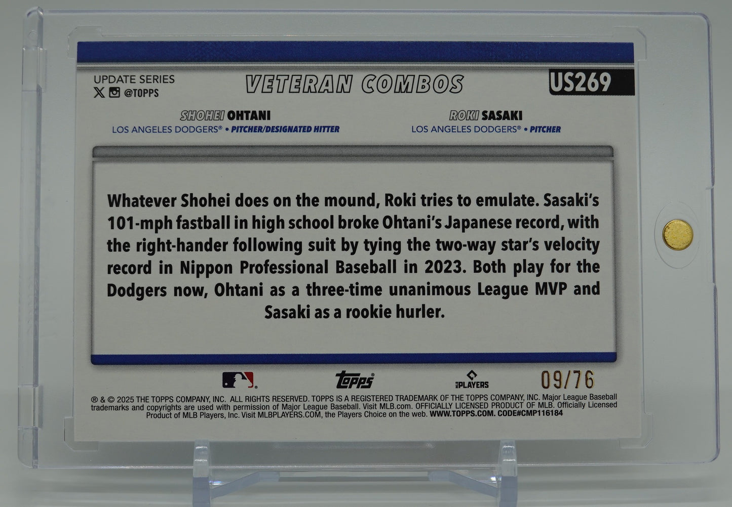 大谷翔平 / 佐々木朗希 76枚限定「独立記念日」パラレル 2025 Topps Baseball Update Series Rising Sons Independence Day #US269 Shohei Ohtani & Roki Sasaki #'d/76