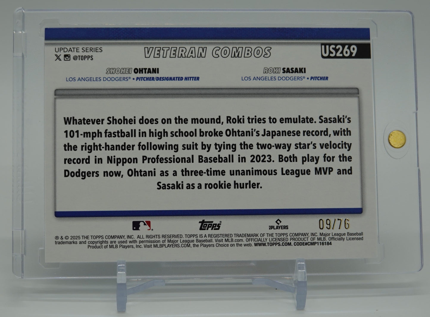 大谷翔平 / 佐々木朗希 76枚限定「独立記念日」パラレル 2025 Topps Baseball Update Series Rising Sons Independence Day #US269 Shohei Ohtani & Roki Sasaki #'d/76