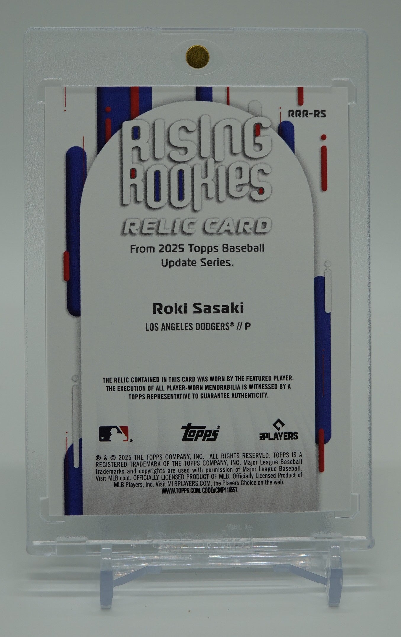 佐々木朗希 レリック(ジャージ)・ルーキーカード 2025 Topps Baseball Update Series Rising Rookies Relic Card #RRR-RS Roki Sasaki RC