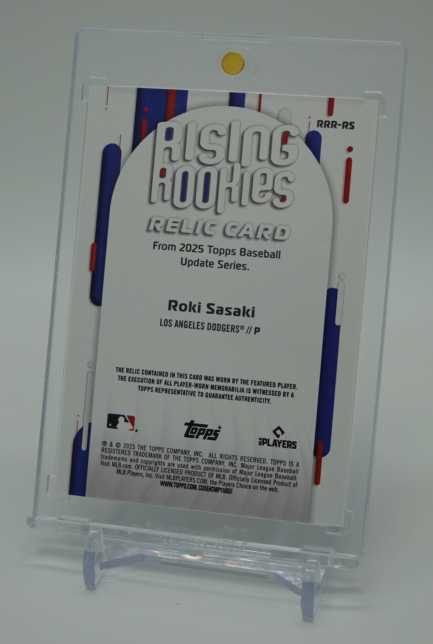 佐々木朗希 レリック(ジャージ)・ルーキーカード 2025 Topps Baseball Update Series Rising Rookies Relic Card #RRR-RS Roki Sasaki RC