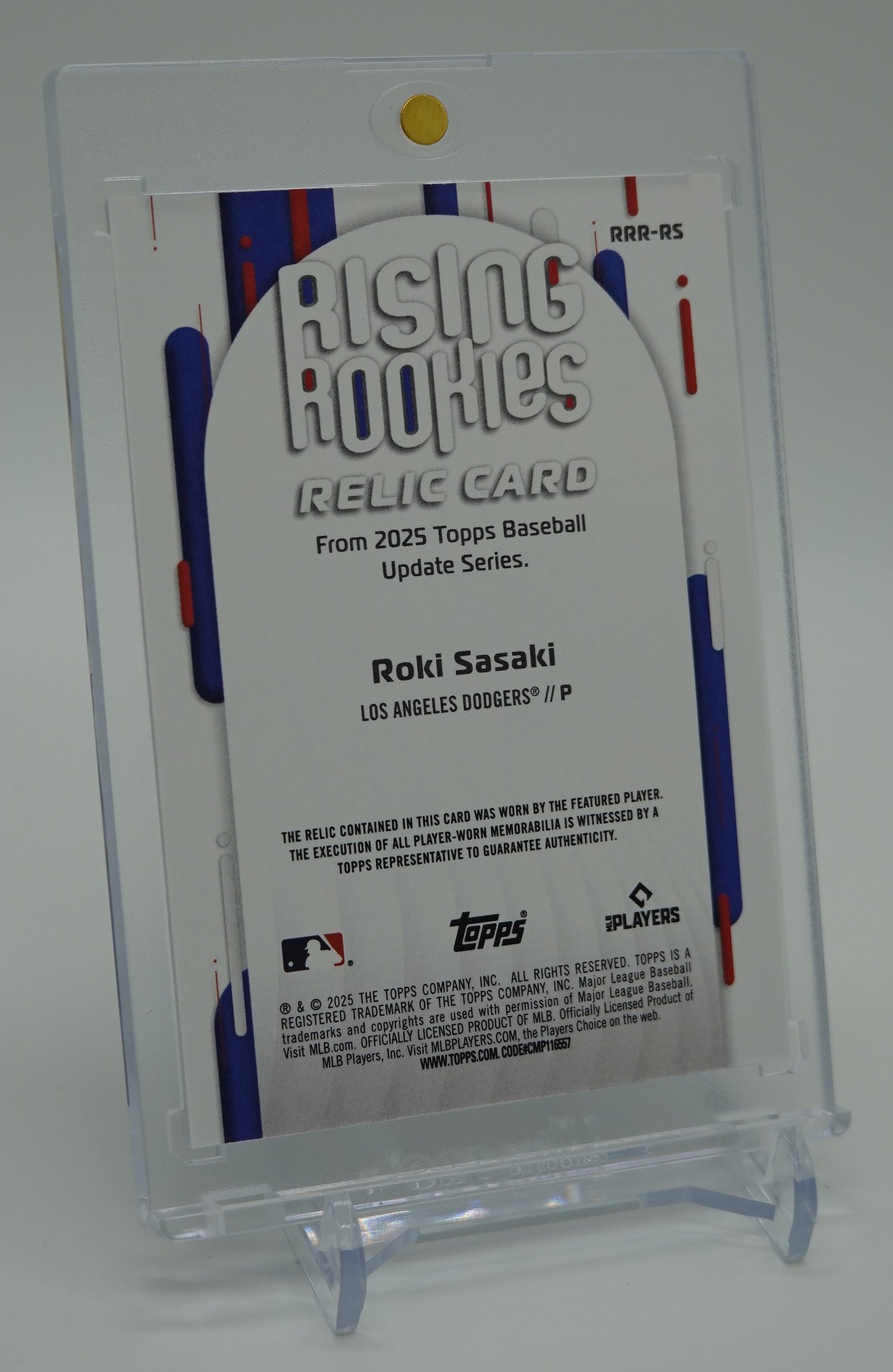 佐々木朗希 レリック(ジャージ)・ルーキーカード 2025 Topps Baseball Update Series Rising Rookies Relic Card #RRR-RS Roki Sasaki RC