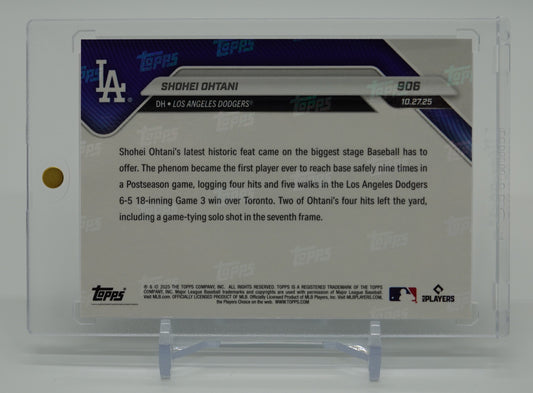 大谷翔平 2025 MLB Topps NOW カード #906 ワールドシリーズ第3戦、1試合で9度 (連続) 出塁！