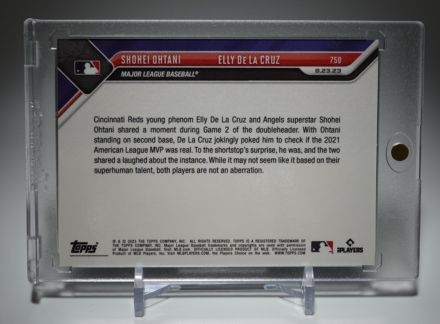 大谷翔平 エリー・デ・ラ・クルーズ 49枚限定ブルーパラレル 2023 Topps NOW Card Blue Parallel #750 Shohei Ohtani / Elly De La Cruz #'d 27/49