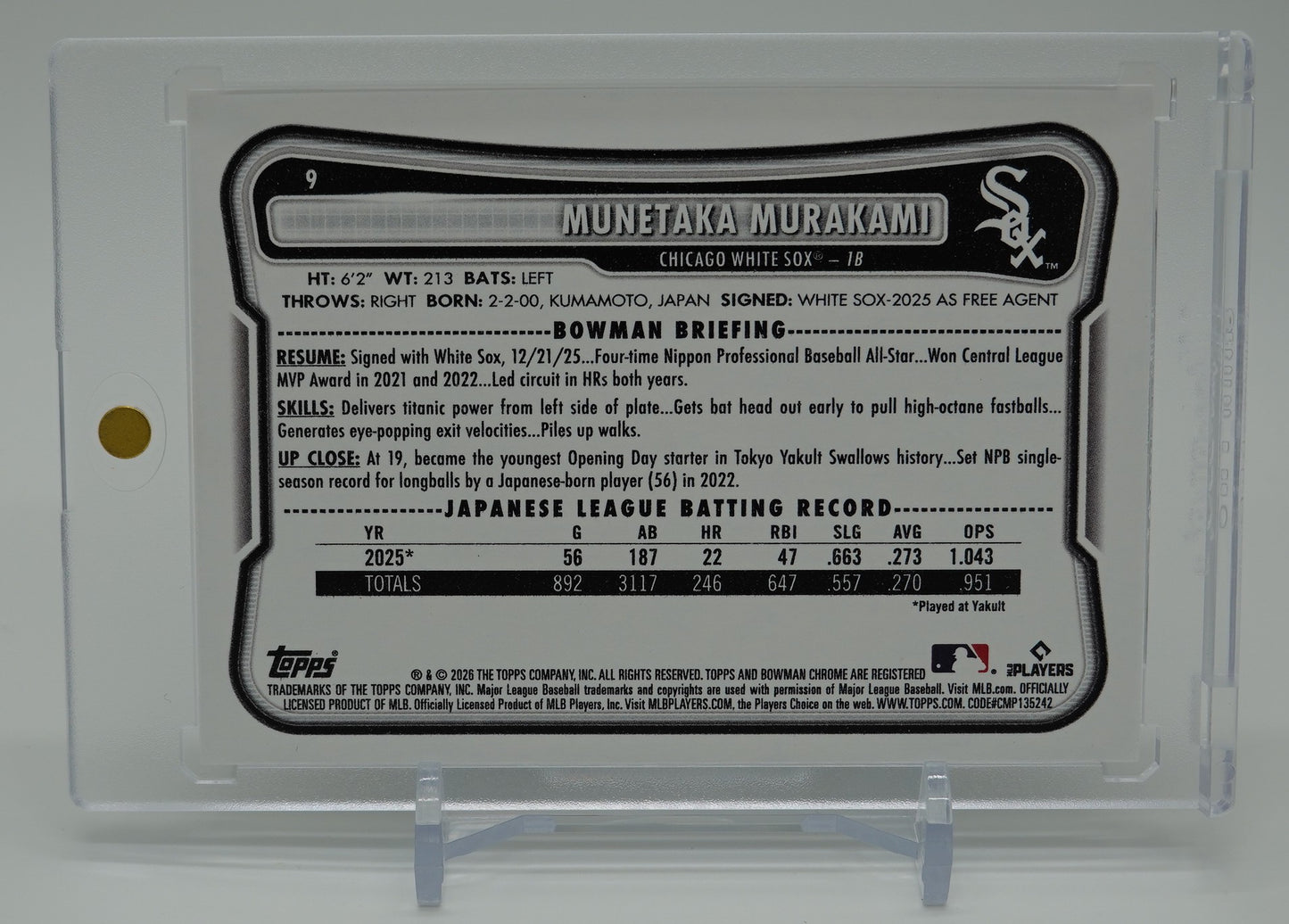 村上宗隆 Bowman ルーキーカード 2026 Bowman #9 Munetaka Murakami RC